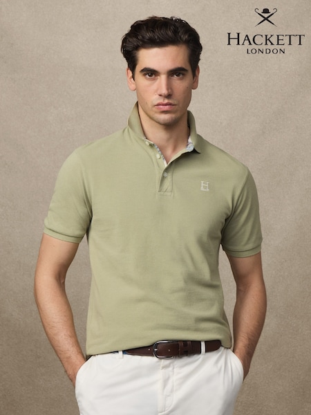 Hackett Classic Fit Green Short Sleeve Madras Trim Polo Shirt (H69423) | 141 €