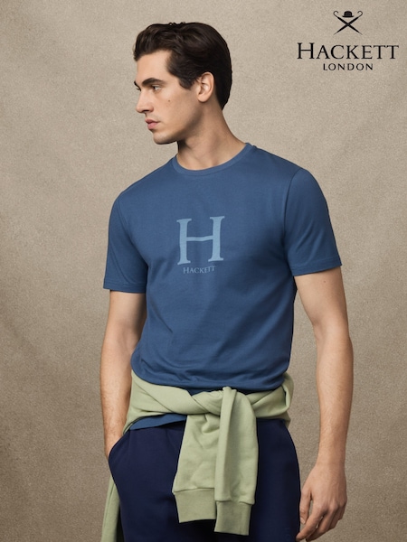 Hackett Classic Fit Blue Heritage Graphic Print T-Shirt (H69427) | €72