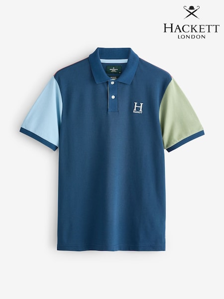 Hackett Classic Fit Blue Short Sleeve Multi Polo Shirt (H69428) | 819 LEI