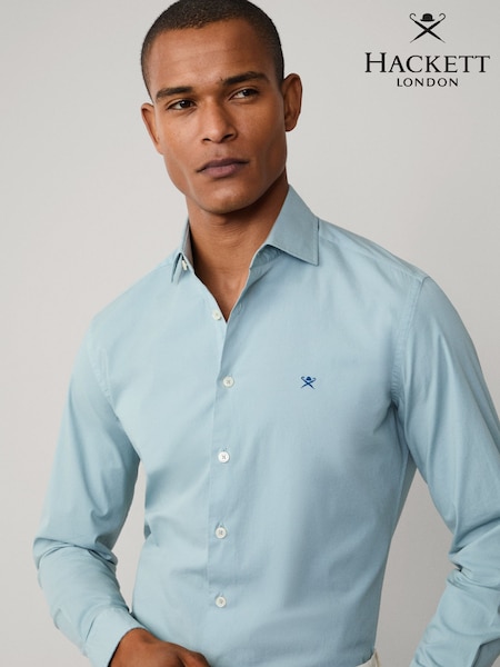 Hacket Tailored Fit Blue Garment Dyed Poplin Shirt (H69430) | € 156