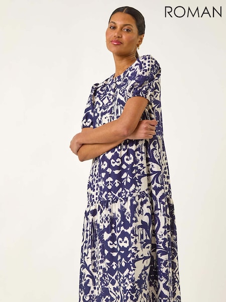 Azul - Roman Abstract Print Midi Shirt Dress (H69461) | R$ 665