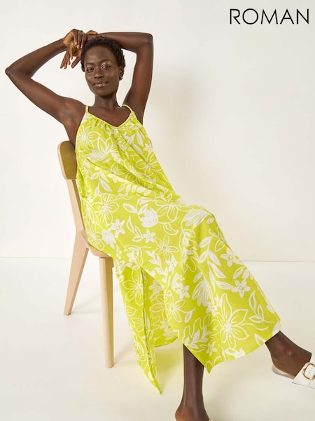 Verde - Roman Floral Print Strappy Maxi Dress (H69462) | R$ 385