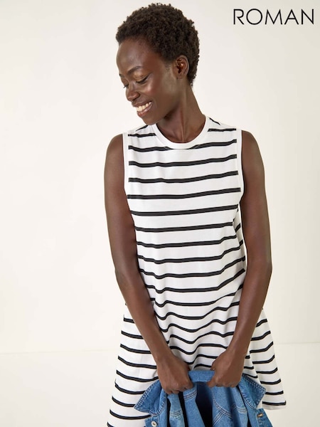 Roman Black Stripe Jersey A-Line Dress (H69491) | R$ 385