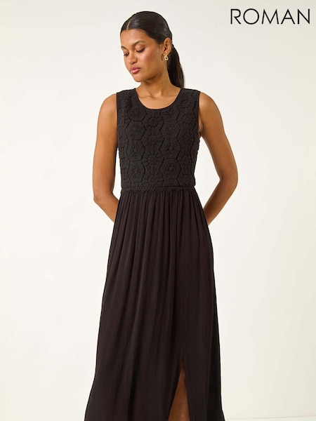 Roman Crochet Bodice Midi Dress (H69498) | R$ 665