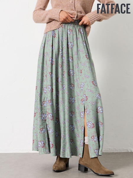 FatFace Arla Green Dot Floral Midi Skirt (H69514) | AED344