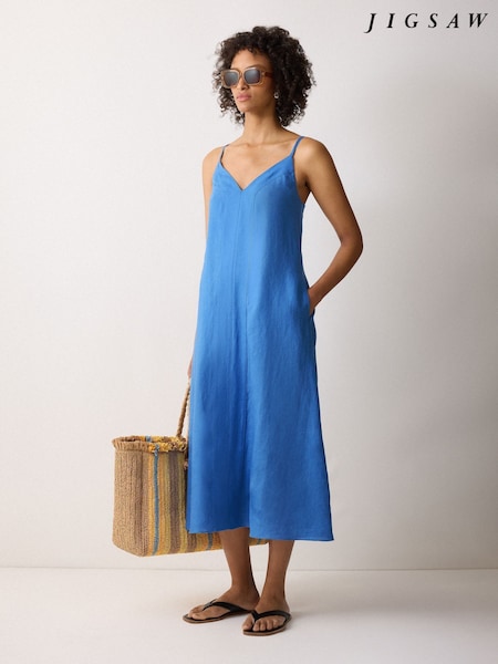 Jigsaw Blue Linen Beach Sundress (H69607) | €198