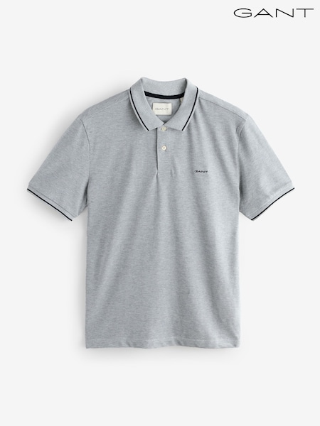 Cinza - GANT Tipped Collar Pique Polo Shirt (H69649) | R$ 690