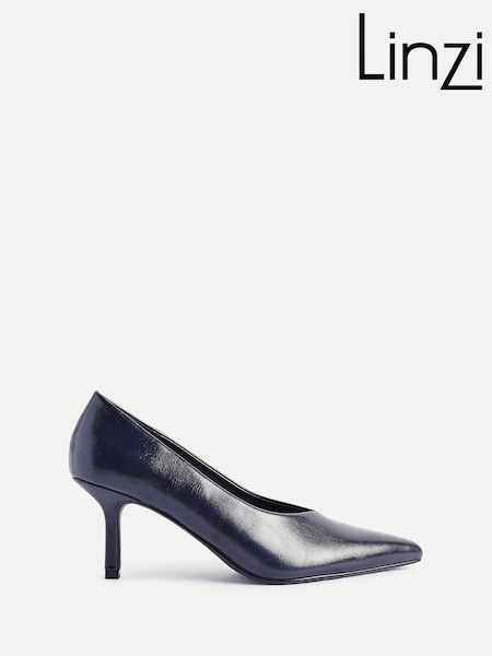 Linzi Blue Bellamy V-Shaped Closed Toe Court Heels (H69687) | €50