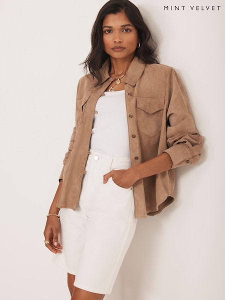 Mint Velvet Natural Suede Shirt (H69786) | €300