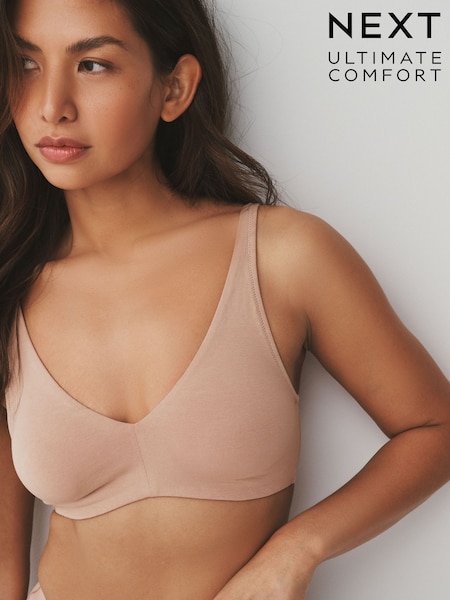 צבע שחור/לבן/ניוד פרלין - Cotton Blend Ultimate Comfort Bras 3 Pack (H69825) | ‏87‏₪