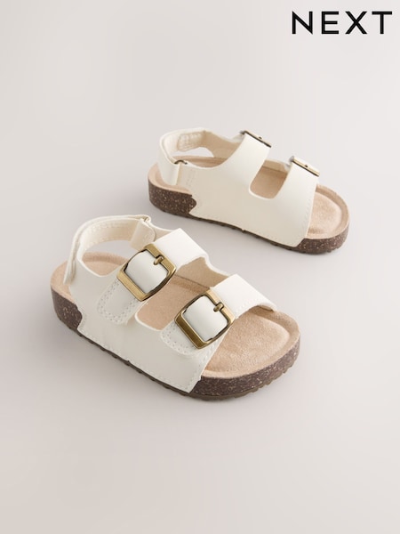 White Wide Fit (G) Corkbed Double Two Strap Sandals (H69838) | AED71 - AED81