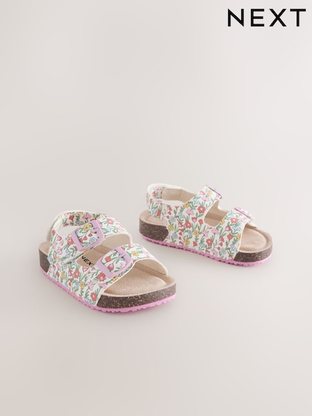 Multi Floral Wide Fit (G) Corkbed Double Two Strap Sandals (H69849) | AED76 - AED86