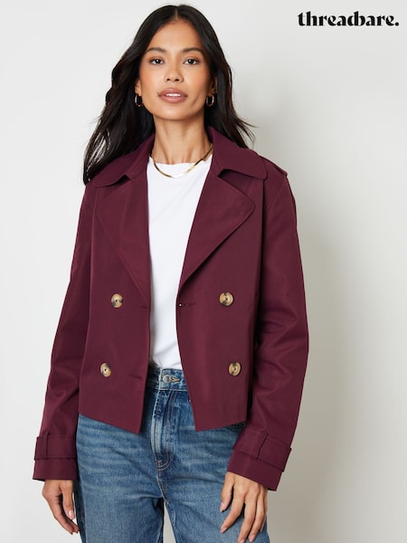 Threadbare Red Double Breasted Cropped Trench Jacket (H69863) | R$ 560