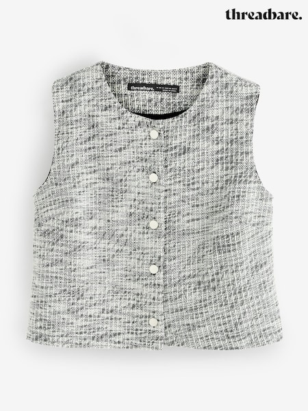 Threadbare Grey Bouclé Button Through Vest (H69866) | €35