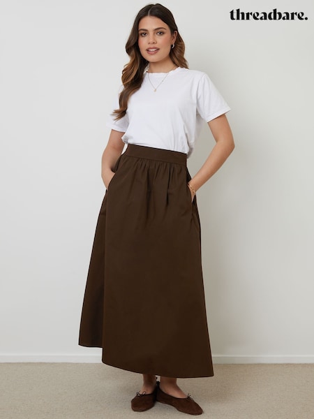 Threadbare Brown Midi Skirt with Pockets (H69868) | R$ 350