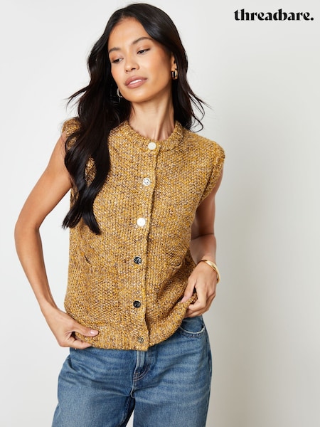 Threadbare Moss Stitch Knitted Button Up Vest (H69874) | R$ 325