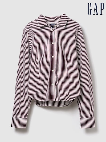 Gap Red Stripe Cotton Fitted Crop Shirt (H69932) | €53