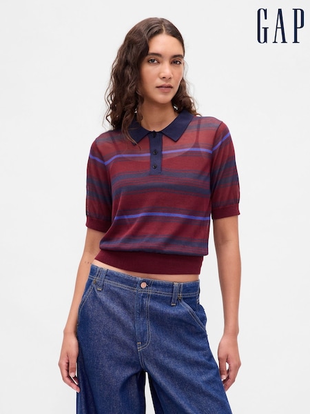 Gap Red Stripe Gap Sheer Crop Polo Jumper (H69945) | €46