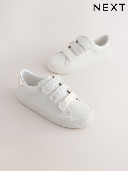 White Touch Fastening Standard Fit (F) Low Top Trainers (H69968) | OMR12 - OMR16