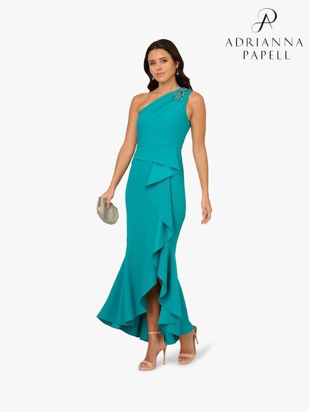 Adrianna Papell Green Studio Beaded Knit Crepe Gown (H69995) | AZN 399