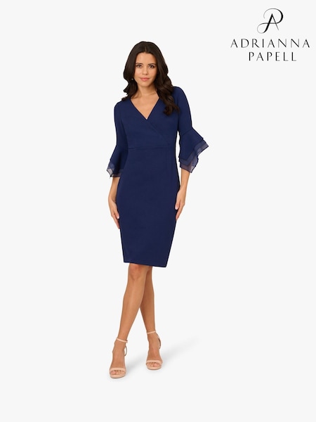 Adrianna Papell Blue Crepe Combo Midi Dress (H70001) | € 217