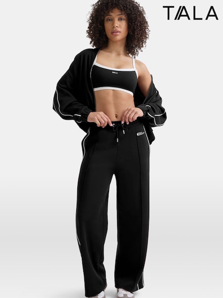 TALA Black Contrast Piping Wide Leg Shadow Track Joggers (H70014) | €66