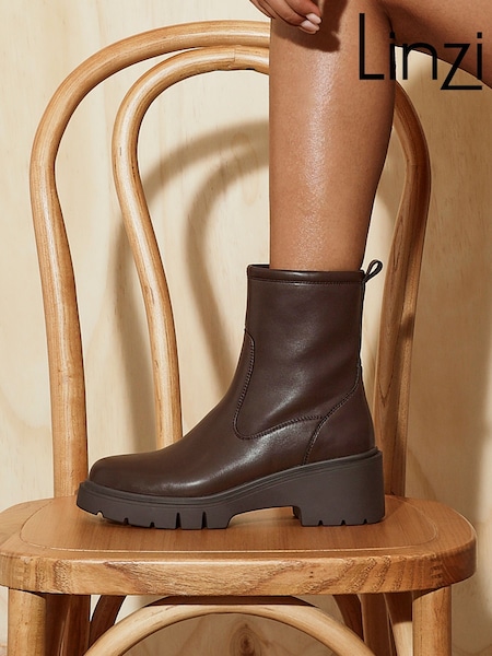 Linzi Brown Limited Wedge Ankle Boots (H70020) | 238 QAR
