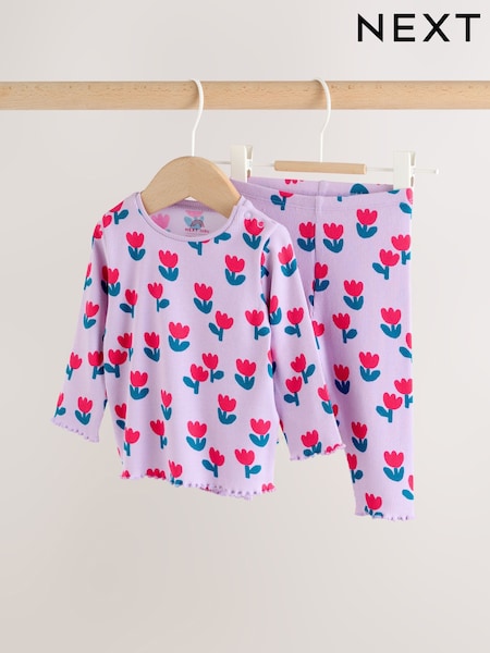 퍼플 플라워 - Baby Top and Leggings 2 Piece Set (0mths-2yrs) (H70034) | KRW20,000 - KRW24,000