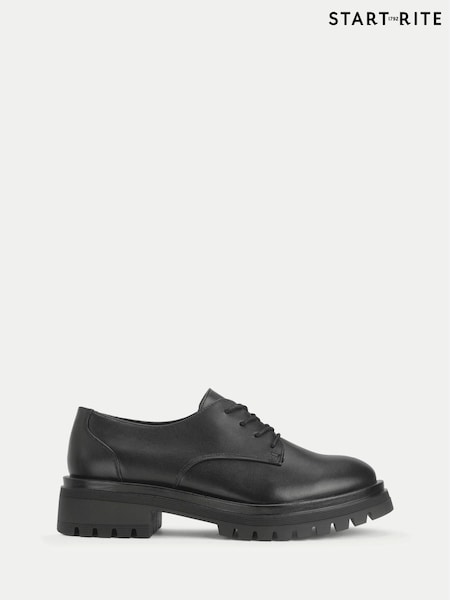 Start-Rite Senior Girls Barcelona Chunky Lace Up Angry Angels Senior School Black Shoes (H70053) | 484 LEI