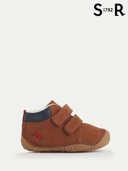 Start-Rite Baby Pip Nubuck Pre-Walking Double Rip-Tape Brown Boots (H70071) | AED233