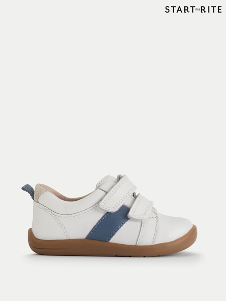 Start-Rite Styler Leather Toddler Double Rip Tape Trainers Style First White Shoes (H70075) | R$ 455