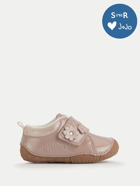 Start-Rite Girls Lila Patent Single Rip-Tape Closed Floral Print Pre-Walkers Nude Shoes (H70076) | AED227