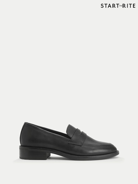 Start-Rite Senior Girls Milan Leather Slip-on Loafter School Black Shoes (H70077) | €79