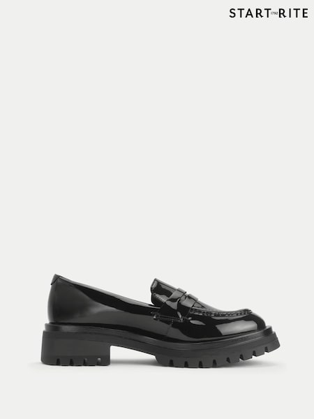 Start-Rite Senior Girls Paris Patent Slip On Loafer Style Angry Angels School Black Shoes (H70085) | €83