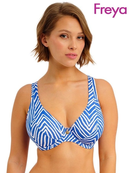 Blue - Freya Fiji Falls Underwire High Apex Bikini Top