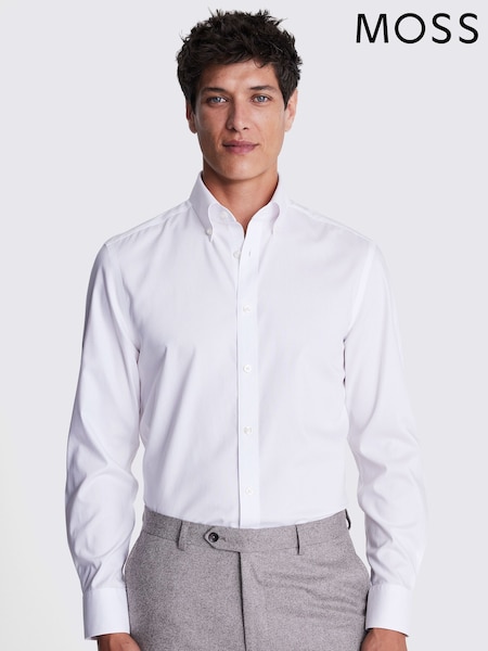 MOSS White Tailored Fit Button Down Oxford Shirt (H70159) | €66
