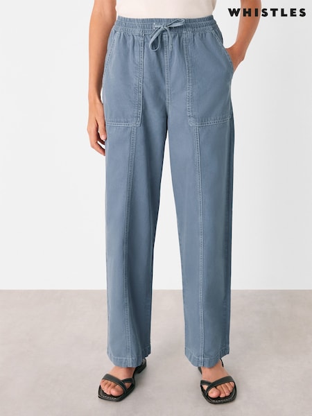 Whistles Blue Contrast Stitch Cotton Trousers (H70203) | € 154