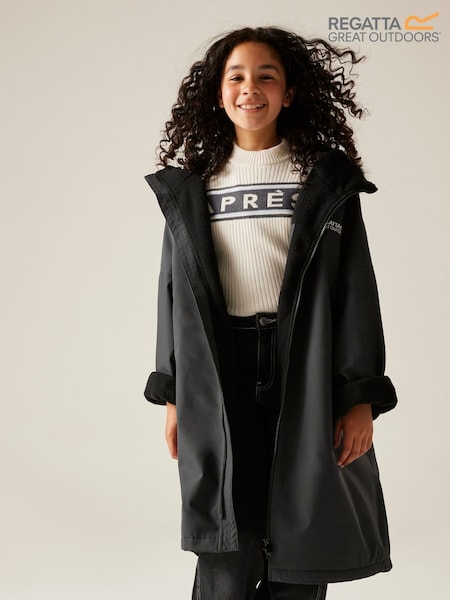 Regatta Grey Junior Waterproof Faux Fur Trim Hood Changing Robe (H70290) | €69