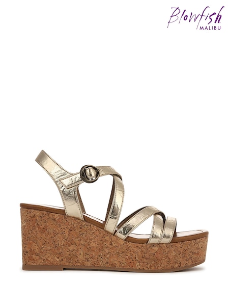 Dourado - Blowfish Malibu Regular Fit Gold Aurora Wedge Sandals (H70327) | R$ 690
