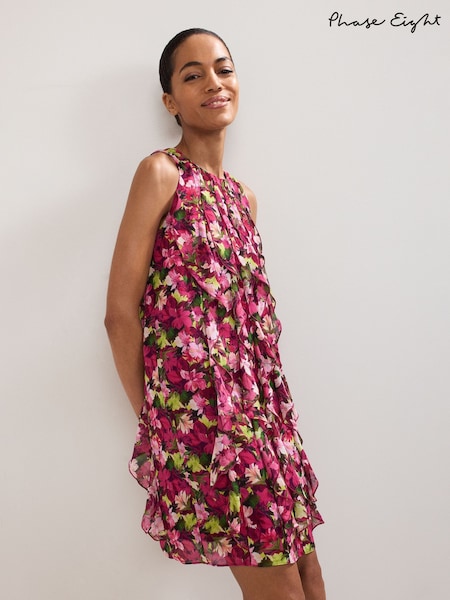 Phase Eight Pink Cleo Ruffle Dress (H70446) | €178