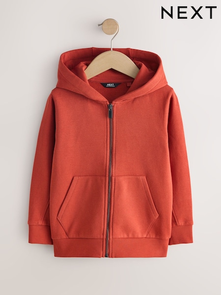 Rust Red 1 Pack Plain Zip Through Hoodie (3-16yrs) (H70517) | $33 - $47