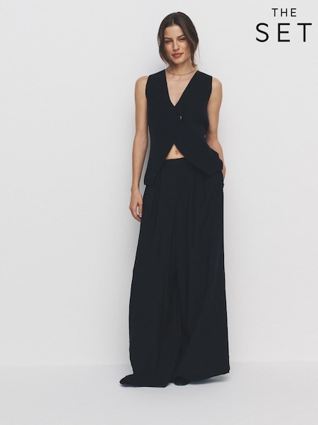 The Set 2 Pack Palazzo Wide Leg Trousers Black/Brown (H70531) | LEI 283