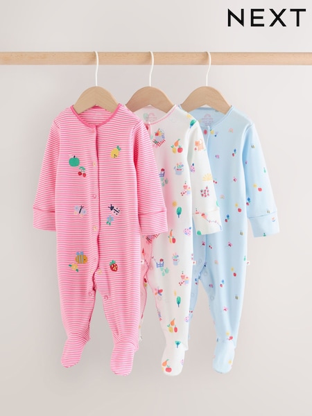 Pink Baby Sleepsuit 3 Pack (0mths-2yrs) (H70644) | 119 SAR - 131 SAR