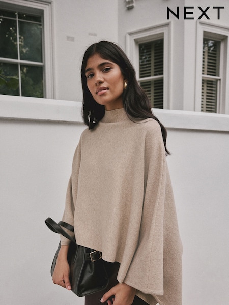 Ovsena kaša - Fine Knit Cape Poncho (H70788) | € 49