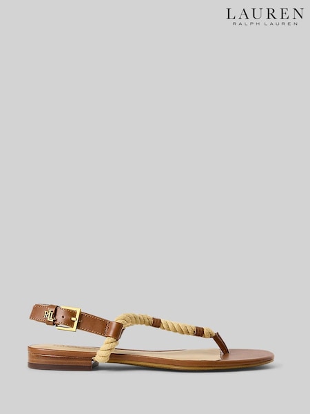 Lauren Ralph Lauren Everley Flat Tan Brown Sandals (H70969) | €178