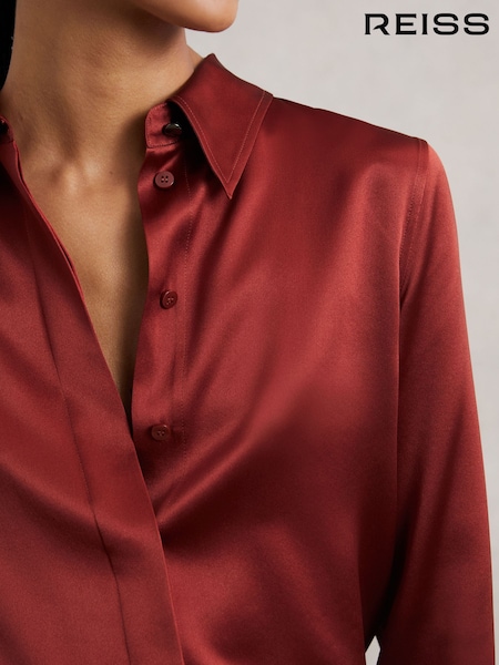 Reiss Ameira Silk-Satin Concealed-Placket Shirt (H71023) | R$ 1.955