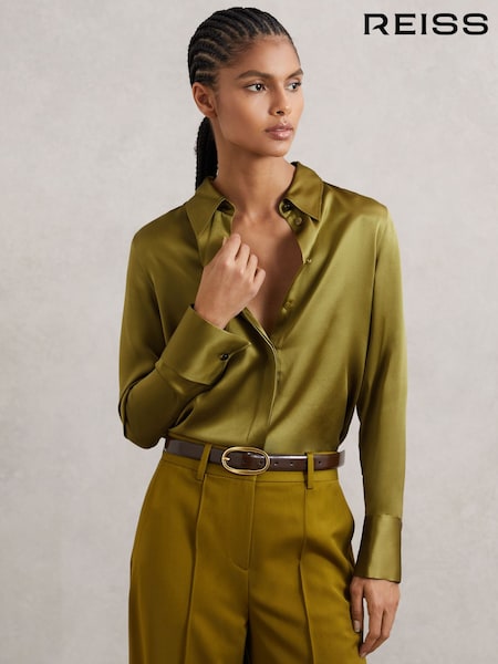 Reiss Ameira Silk-Satin Concealed-Placket Shirt (H71025) | R$ 1.955