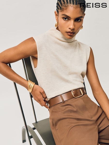 Reiss Tan Iyla Leather Half-Keeper Belt (H71048) | R$ 770