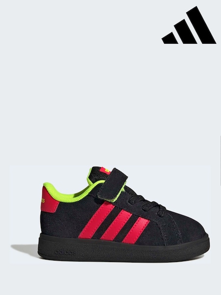 Negru/Neon - adidas Grand Court 2.0 Elastic Lace Infant Trainers (H71213) | 223 LEI
