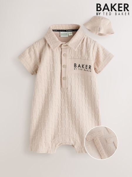 Baker by Ted Baker Textured Romper and Hat Set (H71233) | AED179 - AED197